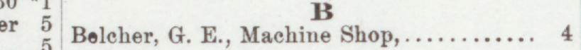 The line reading Belcher, G. E., Machine Shop in the 1891 atlas index