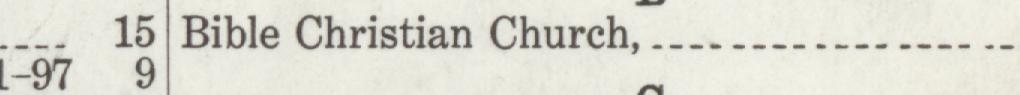 The line reading Bible Christian Church in the 1914 atlas index