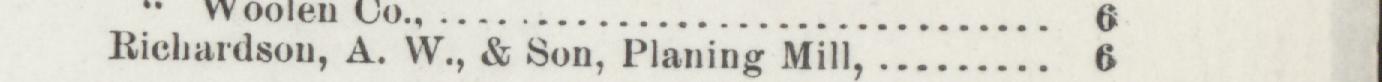 The line reading Bichardson, A. W., & Son, Planing Mill, : in the 1894 atlas index