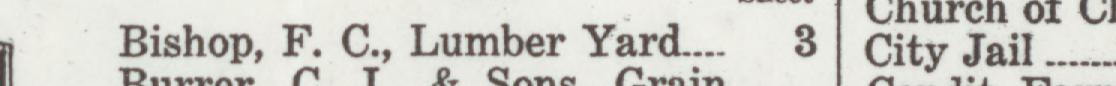 The line reading Bishop, F. C., Lumber Yard in the 1926 atlas index