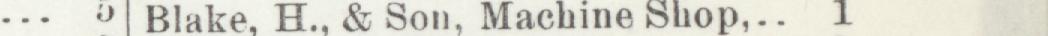 The line reading Blake. H., & Son, Machine Shop in the 1903 atlas index