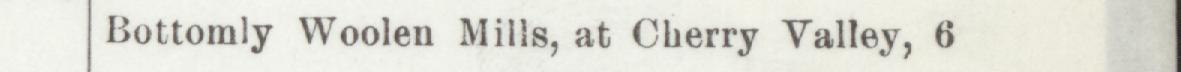 The line reading Bottomly Woolen Mills, at Cherry Valley, 6 in the 1904 atlas index