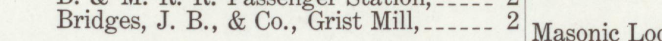 The line reading Bridges, J. B.,& Co.,Grist Mill in the 1912 atlas index