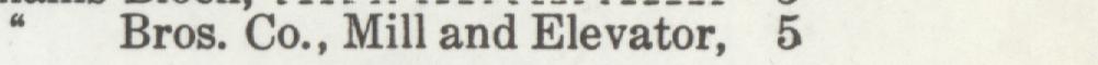 The line reading Bros. Co., Mill and Elevator in the 1919 atlas index
