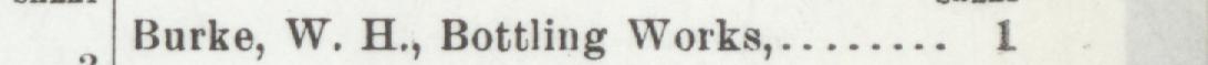 The line reading Burke, W. H., Bottling Works in the 1905 atlas index