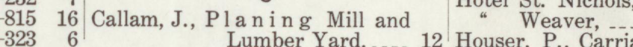 The line reading Callam, J., Planing Mill and in the 1911 atlas index