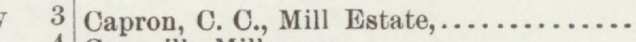 The line reading Capron, C. C., Mill Estate in the 1897 atlas index