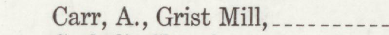 The line reading Carr, A., Grist Mill in the 1910 atlas index