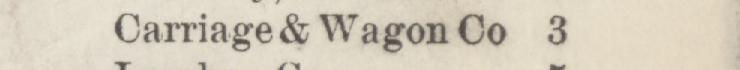 The line reading Carriage& Wagon Co in the 1884 atlas index