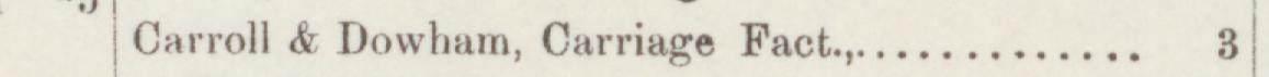 The line reading Carroll & Dowham, Carriage Fact in the 1887 atlas index