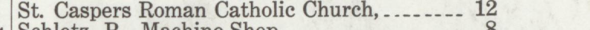 The line reading Caspers Roman Catholic Church in the 1916 atlas index