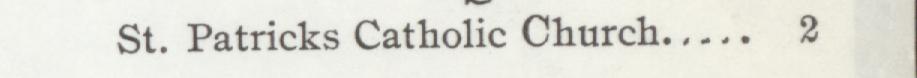 The line reading St. Patricks Catholic Church in the 1905 atlas index