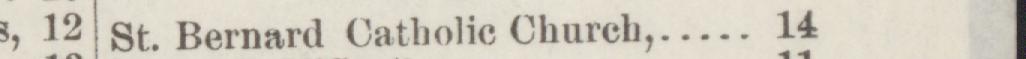 The line reading St. Bernard Catholie Church in the 1887 atlas index