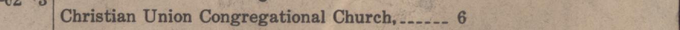 The line reading Christian Union Congregational Church 6 in the 1921 atlas index