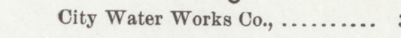 The line reading City Water Works Co in the 1908 atlas index