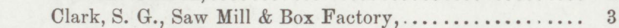 The line reading Clark, S. G., Saw Mill & Box Factory in the 1892 atlas index