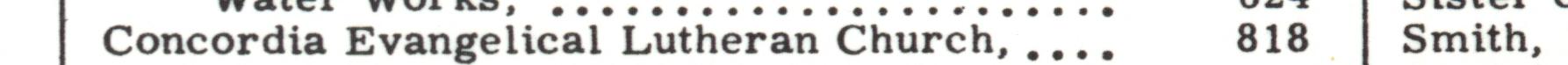 The line reading Concordia Evangelical Lutheran Church in the 1956 atlas index