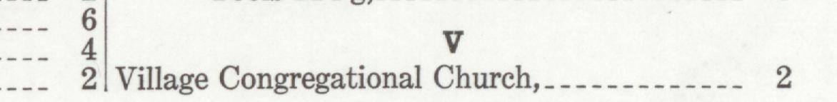 The index line reading Village Congregational Church in the 1933 atlas
