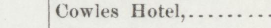 The line reading Cowles Hotel in the 1892 atlas index