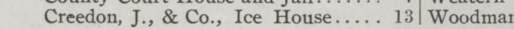 The line reading Creedon, J., & Co., Ice House in the 1904 atlas index