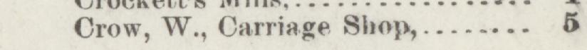 The line reading Crow, W., Carriage Shop in the 1895 atlas index