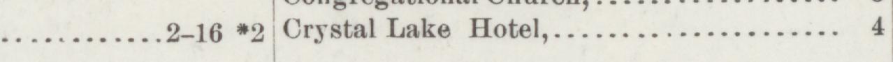The line reading Crystal Lake Hotel in the 1889 atlas index