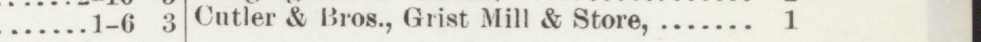The line reading Cutler & Bros., Grist Mill & Store in the 1892 atlas index