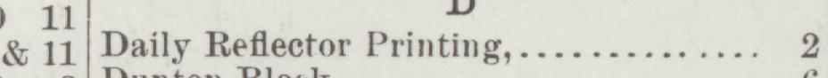 The line reading Daily Reflector Printing in the 1899 atlas index