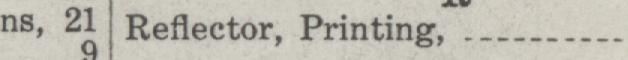 The index line reading Reflector, Printing in the 1911 atlas