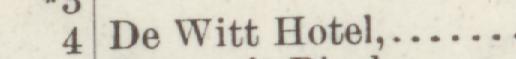 The line reading De Witt Hotel in the 1888 atlas index