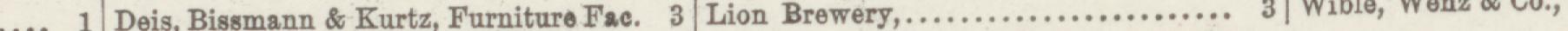 The line reading Deis. Bissmann & Kurtz, Furniture Fac. 3 Lion Brewery in the 1887 atlas index