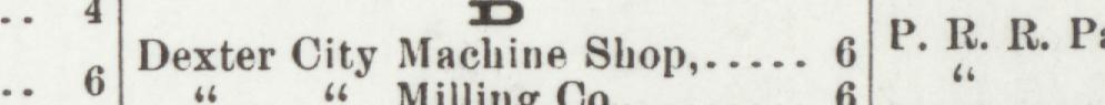 The line reading Dexter City Machine Shop in the 1905 atlas index