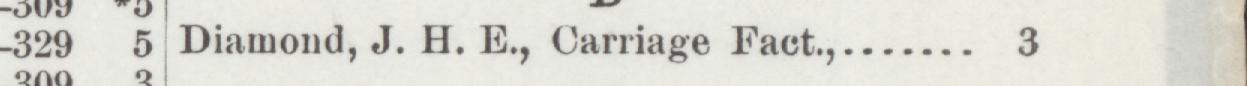 The line reading Diamond, J. H. E, Carriage Fact in the 1890 atlas index