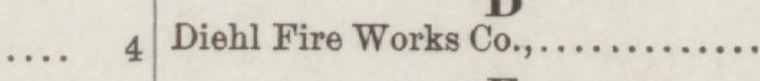 The line reading Diehl Fire Works Co in the 1886 atlas index