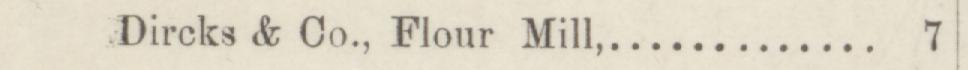 The line reading Dircks & Co., Flour Mill in the 1884 atlas index