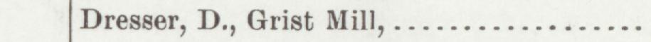 The index line reading Dresser, D., Grist Mill in the 1905 atlas