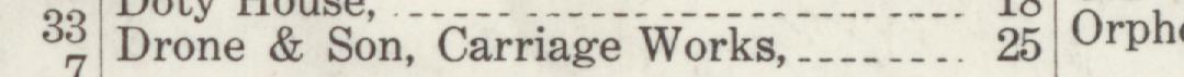 The line reading Drone & Son, Carriage Works in the 1912 atlas index