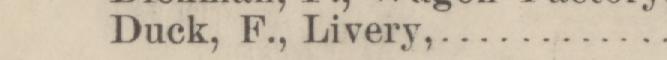 The line reading Duck, F., Livery in the 1884 atlas index