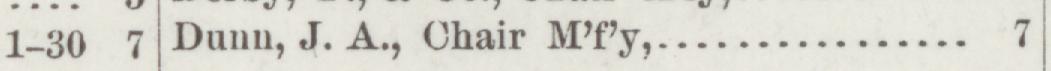 The line reading Dunn, J. A., Chair Mry in the 1889 atlas index