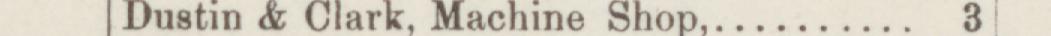 The line reading Dustin & Clark, Machine Shop in the 1887 atlas index