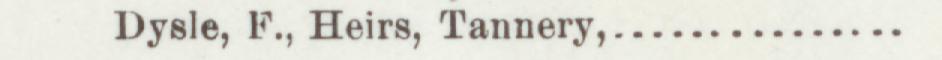 The line reading Dysle, F., Heirs, Tannery in the 1899 atlas index