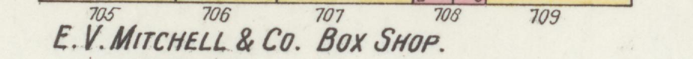 The line reading E. V. MITCHELL & Co. Box SHOP in the 1903 atlas index