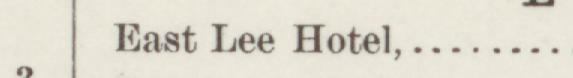 The line reading East Lee Hotel in the 1889 atlas index