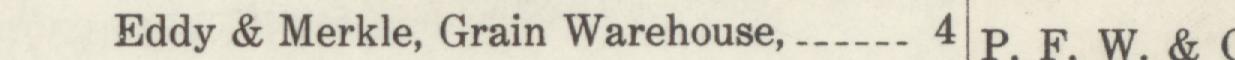 The line reading Eddy & Merkle, Grain Warehouse in the 1913 atlas index