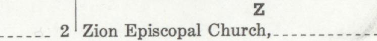 The index line reading Zion Episcopal Church in the 1939 atlas