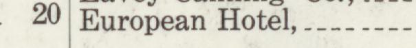 The line reading European Hotel in the 1910 atlas index