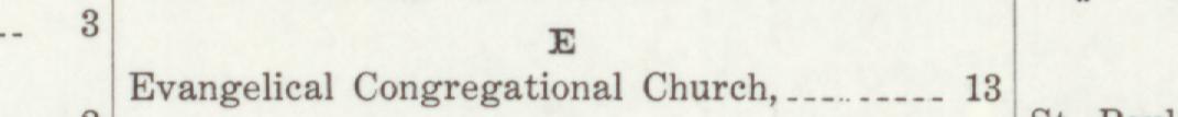 The line reading Evangelical Congregational Church in the 1911 atlas index