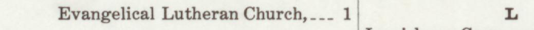 The line reading Evangelical Lutheran Church, 1 in the 1911 atlas index