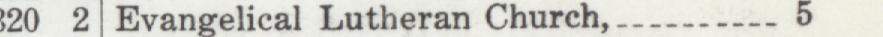The line reading Evangelical Lutheran Church in the 1911 atlas index