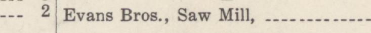 The line reading Evans Bros., Saw Mill in the 1922 atlas index